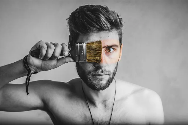 male, black and white, portrait, face, young, model, human, think, handsome, guy, confident, man, adult, head, human, human, human, human, human, think, think, think, handsome, guy, confident, man. Before and after timelines examples: five photo effects, no surgery