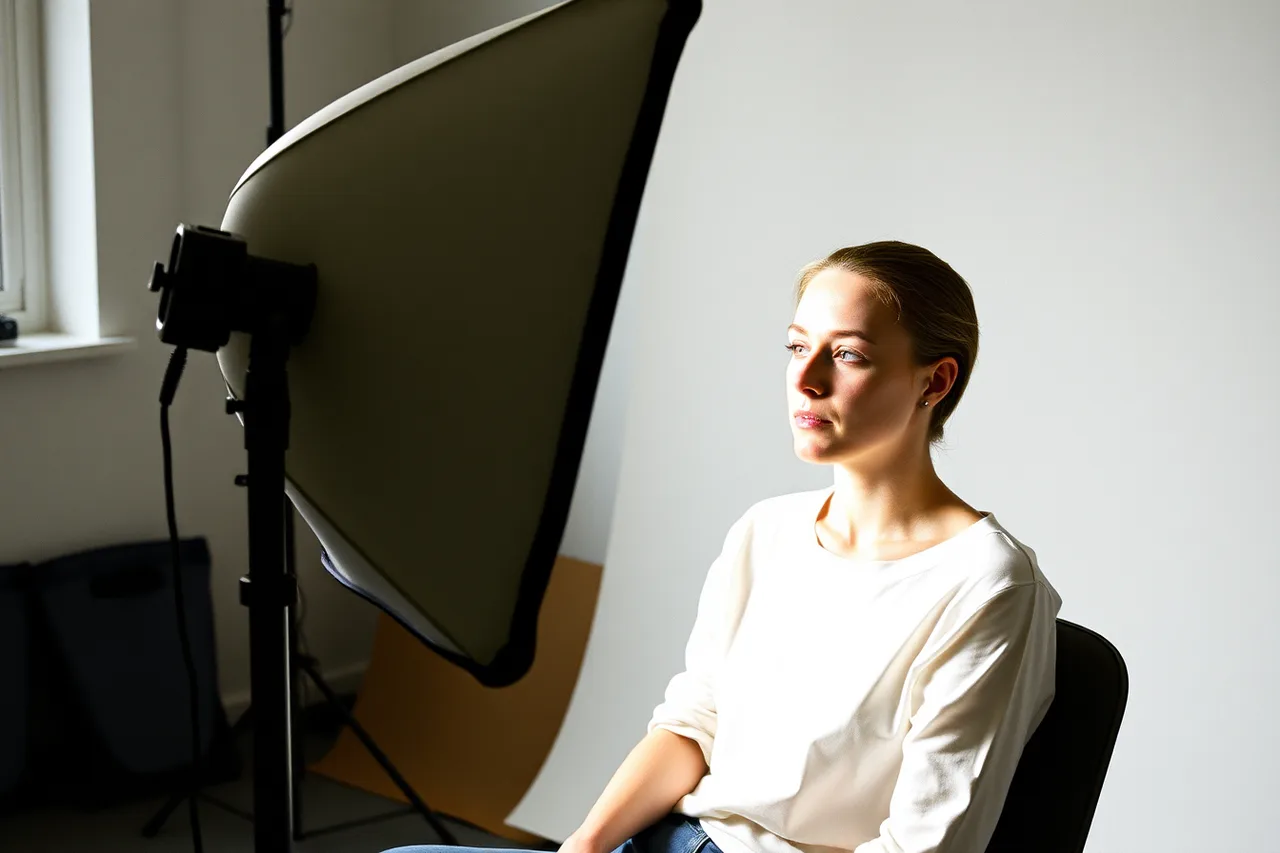 Large softbox close to a model's face in a studio (Skincare routines ideas sorted by effort and payoff)